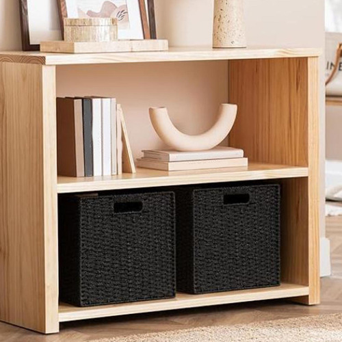 Cesta De Almacenamiento Tejida Plegable, Negro 2 Piezas