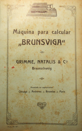 Folleto Antiguo Maquina De Calcular Brunsviga 