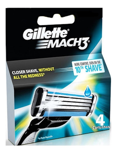 Gillette Hojillas Repuesto Afeitadora Mach3 4und Origina Usa