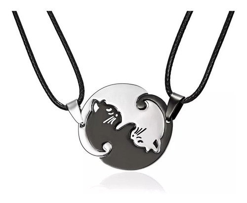 Imagen 2 de 10 de Collar Yin Yang Gatitos Perro Para Compartir Parejas Amistad