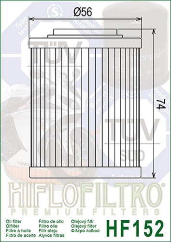 Imagen 2 de 6 de Filtro Aceite Bombardier 330 Outlander Atv Hiflo Hf152 Ryd