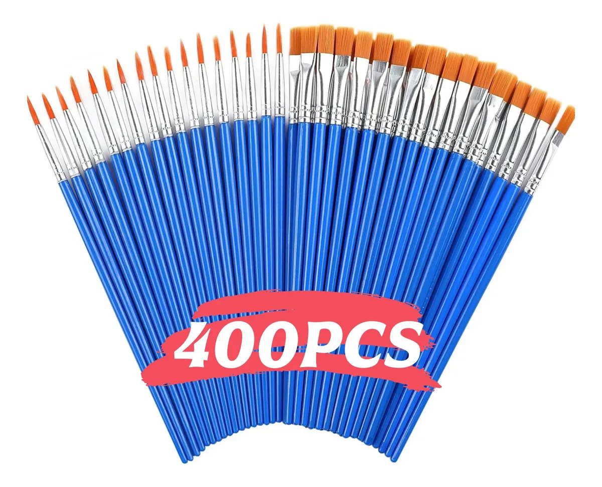 Set 400 Pinceles Para Dibujo Acuarela Acrílico Oleo Gouache Cerdas Azul