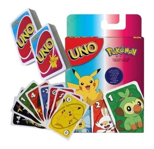 Juego De Cartas Uno Version Pokemon Para Niños Y Adultos