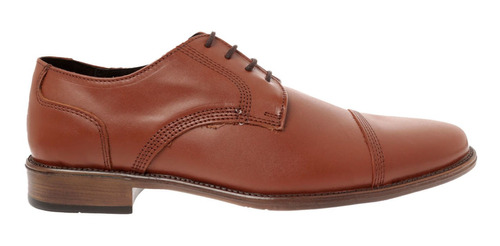 Zapatos Color Cognac Con Agujetas Y Detalle De Costuras