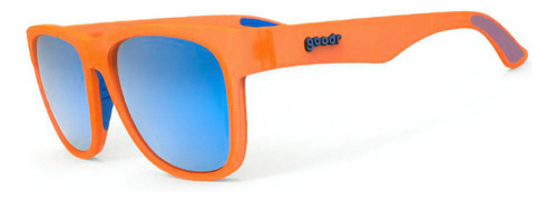 Gafas de sol Goodr - That Orange Crush Rush, color naranja, color de varilla naranja, color de lente azul, diseño rectangular