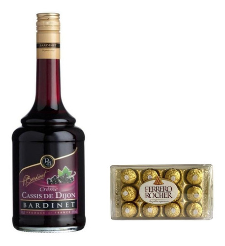 Licor Bardinet Cassis De Dijon X700cc + Ferrero Rocher X12