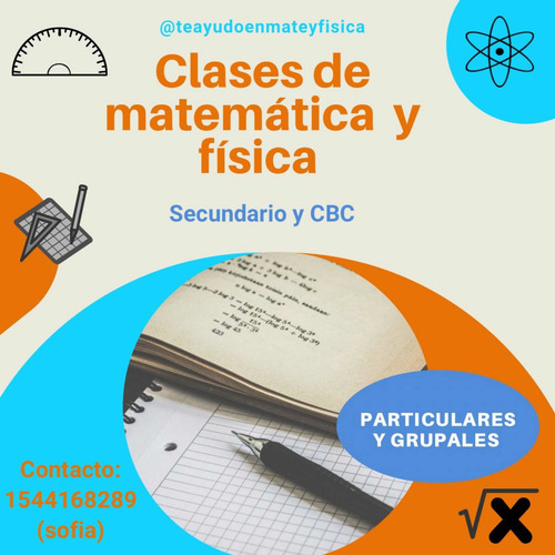 Imagen 1 de 1 de Clases Particulares De Matemática Y Física, Secundario Y Cbc