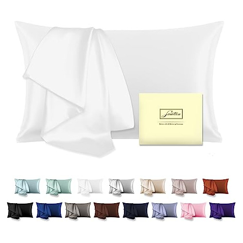 Funda De Almohada De Seda Tamaño Queen Color Blanco