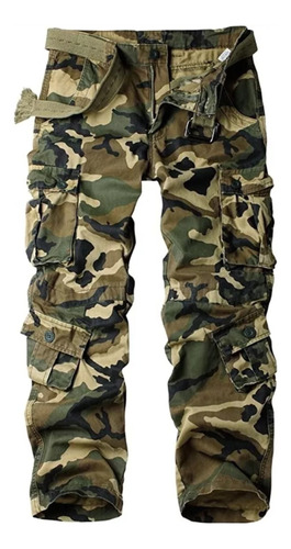 Pantalon Tipo Cargo Camuflado Multi Bolsillos Caballero 