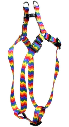 Amarillo Diseño De Perro Arco Iris Chevron Step-in Arnes D