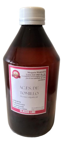 Aceite Esencial Tomillo 500ml Puro 100% Natural 