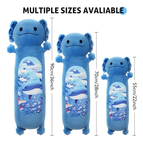 Almohada Corporal De Peluche Axolote Azul De 22 Pulgadas, Li