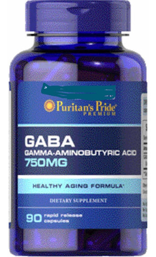 Gaba 750mg Puritan's Pride 90 Cápsulas De Liberación Rápida