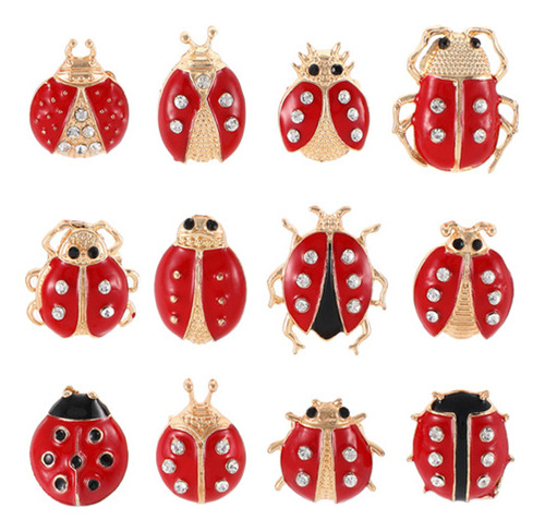 12 Broches Con Forma De Escarabajo Rojo, Ramilletes