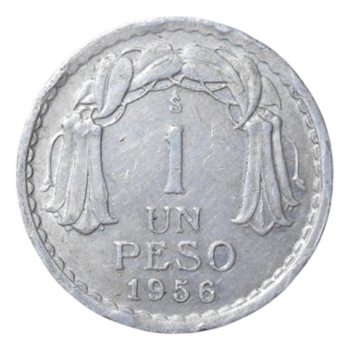 Chile Moneda De 1 Peso 1956 - Bernardo O Higgins - Km#179a