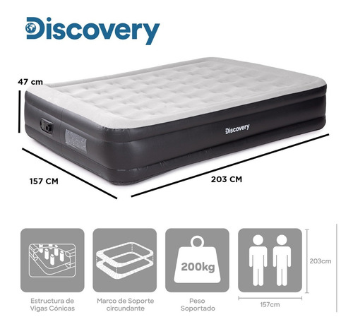 Imagen 2 de 7 de Colchón Cama Inflable Eléctrico Queen Discovery (2 Plazas)