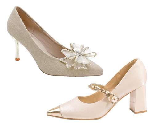Conjunto Con Tacones Finos Combinados Con Tacones Gruesos Y
