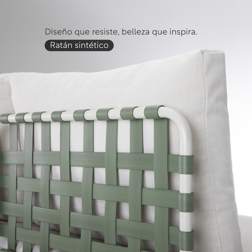 Juego De Sala L sunset Ratán Sofá Seccional Para Exterior Jardín Color Verde Con cojines Y Mesa De Centro 5 piezas Mueble De Patio Terraza Balcón Kingshouse