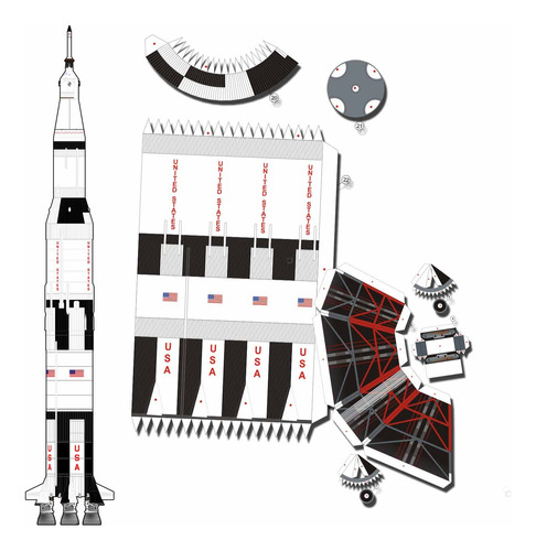 Saturn V Rocket And Launch Pad 1.300 Papercraft