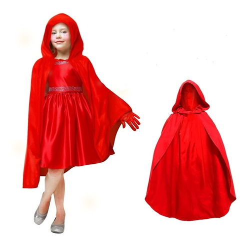 Disfraces Halloween Capa Roja Con Capuchón Para Niños