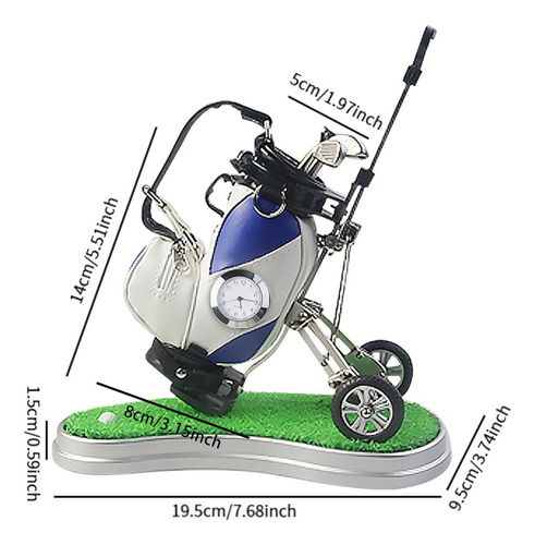 Mini Portalápices De Golf Con Carrito Juguete De Azul