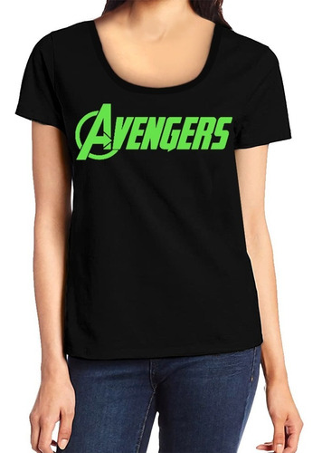 Remeras Avengers Mujer Los Vengadores Logo Verde Fluo Comic