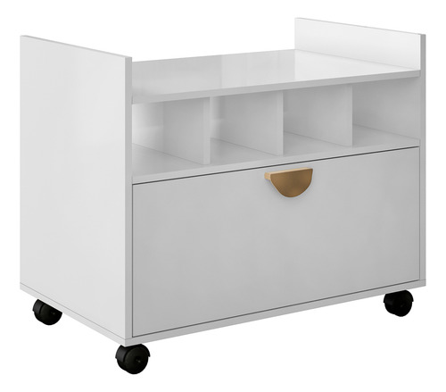 Armário Gabinete Para Banheiro Com 4 Nichos 1 Gaveta E Rodízios Branco Tcaz - Webshop Móveis