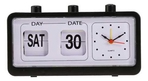 Preto Retro Calendário Flip Clock Relógio Quadrado De Cabece