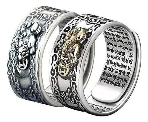 2 Pieces Feng Shui Pixiu Lucky Gift Adjustable Ring 1