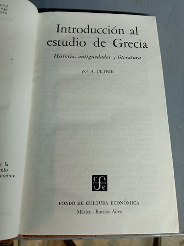 Introducción Al Estudio De Grecia Petrie Fondo De Cultura