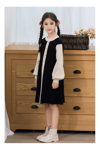 Vestido For Niñas/vestido De Suéter Con Falda De Fondo De