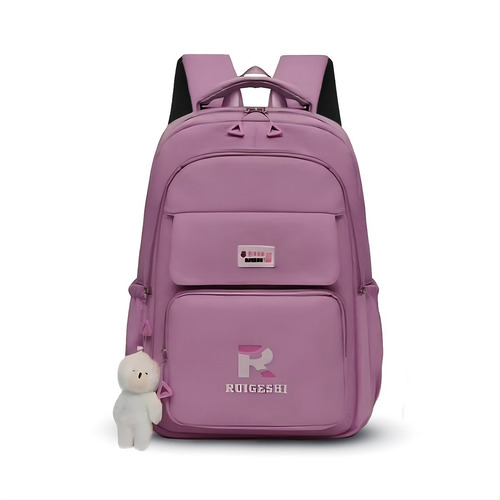 Mochila Feminina Escolar Semi Impermeavel Tecido Reforçado Cor Roxo