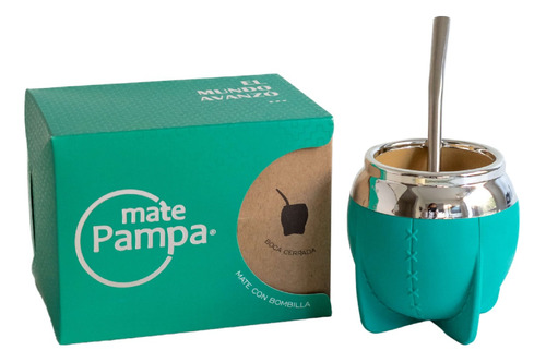 Mate Pampa Térmico Pvc Símil Cuero C/ Packaging Y Bombilla