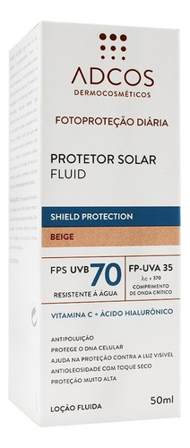 Protetor Solar Fluid Adcos Shield Protection Beige Fp70 50ml