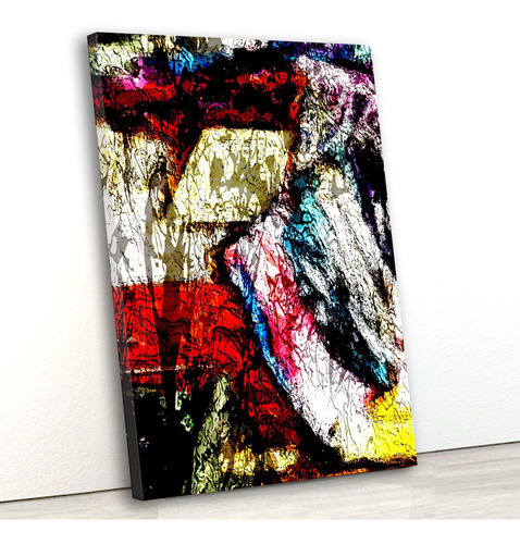 Tela Canvas Abstrato Arte 80x120 Vertical 58 Cor Multicolorido Cor da armação Marrom