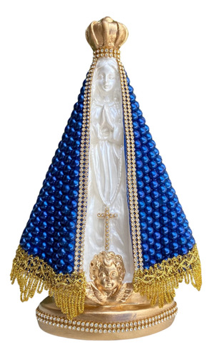 Nossa Senhora Aparecida 24cm Perola Azul Centro Branco