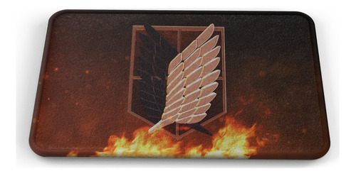 Tapete Attack On Titan Logo Alas Fuego Baño Lavable 50x80cm