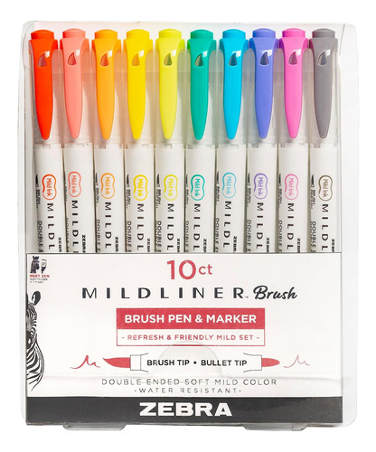 Pincel Bolígrafo Zebra Dbl End Asst Color, Surtido Refresh A