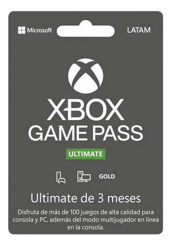 Suscripcion Microsoft Xbox Game Pass Ultimate 3 Meses