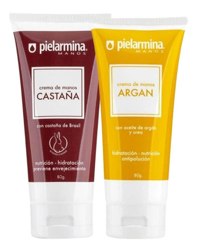  Set Cremas De Manos Argán + Castaña 80 Ml Pielarmina