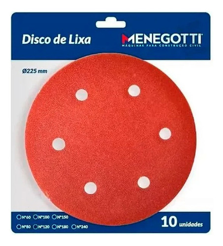 Kit Com 10 Lixas 225mm Grãos Para Lixadeira Girafa De Teto 150 MLP710H / MLP750