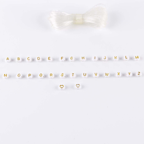 1680 Cuenta Redonda Acrilico Blanco Dorado Para Pulsera