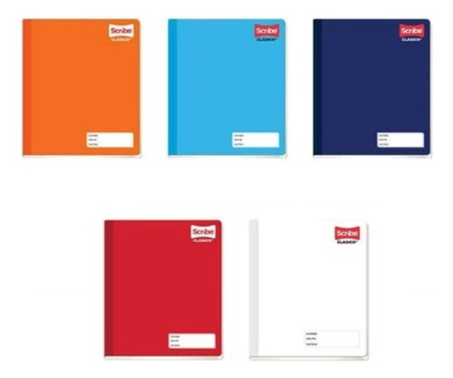5 Cuadernos Scribe Forma Francesa Cosido C/grande 7mm 100 Hj Color Multicolor