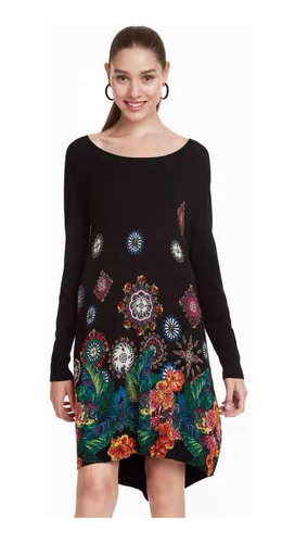 Vestido Suéter Desigual Mujer Negro Colors