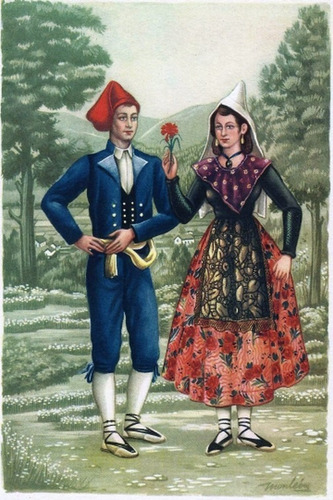 Trajes Tipicos De Cataluña En 1940 - Lámina 45x30 Cm.