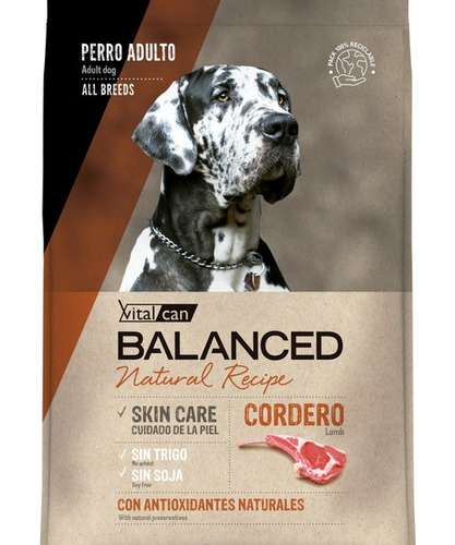 Vitalcan Balanced Natural Recipe Cordero Perro Adulto 15kg