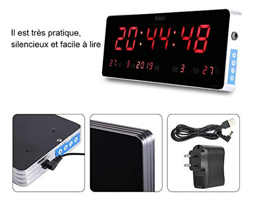 Jeffergarden Inicio Reloj De Pared Digital Reloj De Pared Con Reloj Digital Reloj De Pared De Temperatura Y Reloj 110-240v (36 * 13 * 3cm-calendario Temperatura Semana)