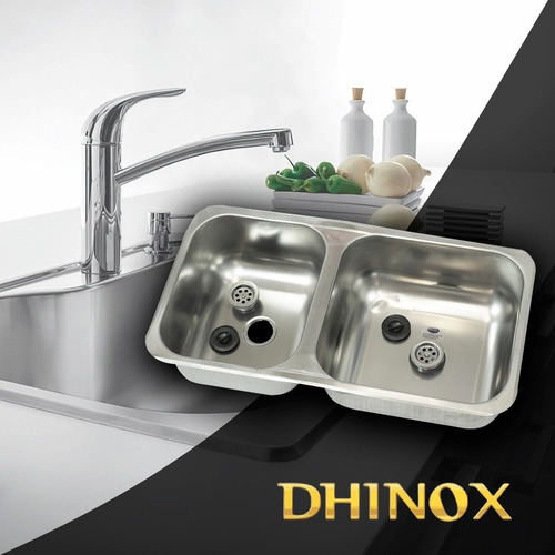 Imagen 6 de 6 de Pileta Bacha Doble Cocina Acero Inoxidable 67 Cm Profunda