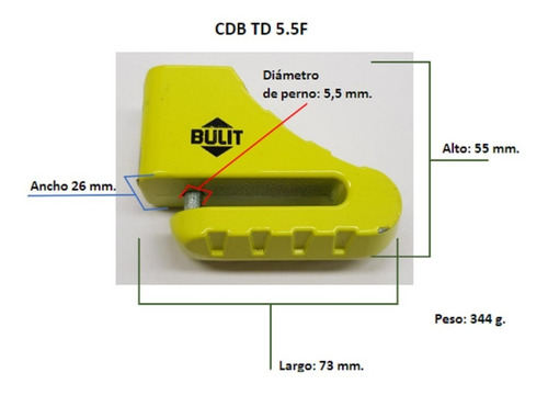 Imagen 3 de 4 de Trabada Discos Bulit De 5.5mm Con Funda + Recordatorio Bulit