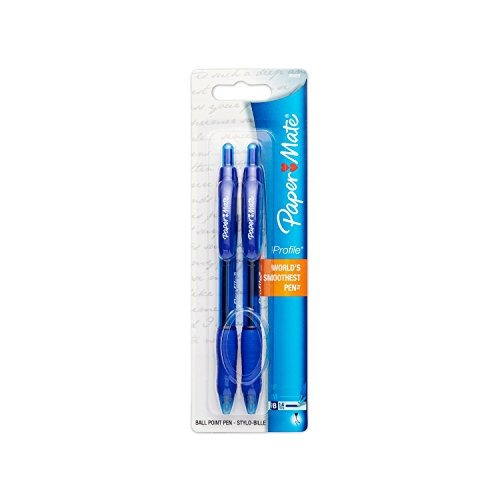 Paper Mate Perfil Retráctil Bolígrafos 2pk Tinta Azul